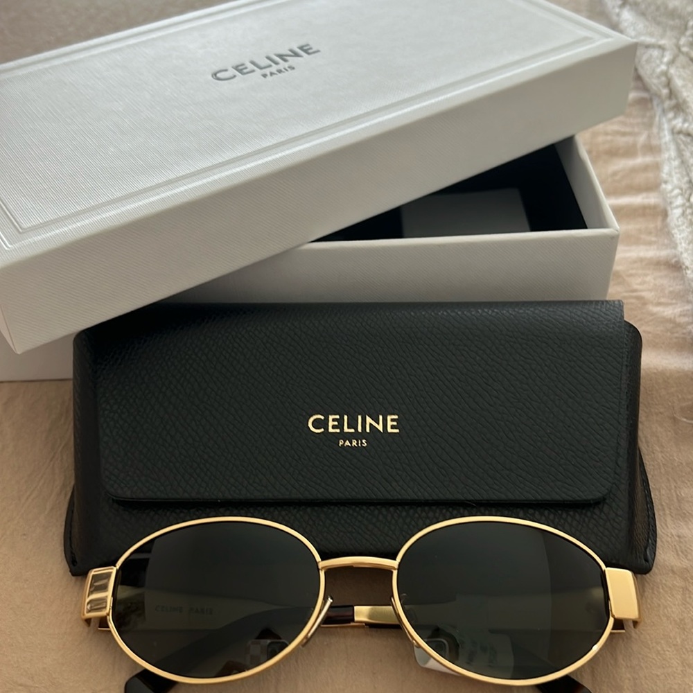 Celine Sunglasses - Triomphe Metal in Gold/Green